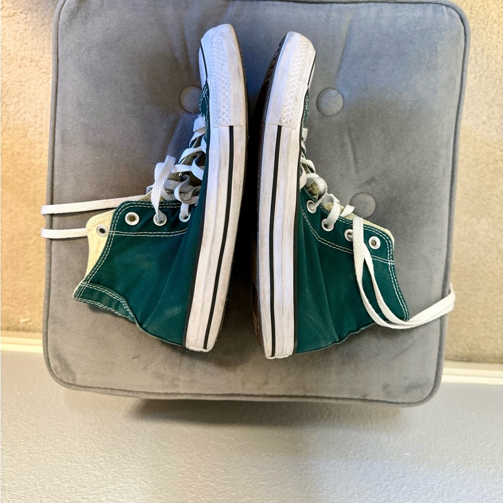 Converse Chuck Taylor All Star High Top Sneakers in Dark Green and White - Picture 5 of 9